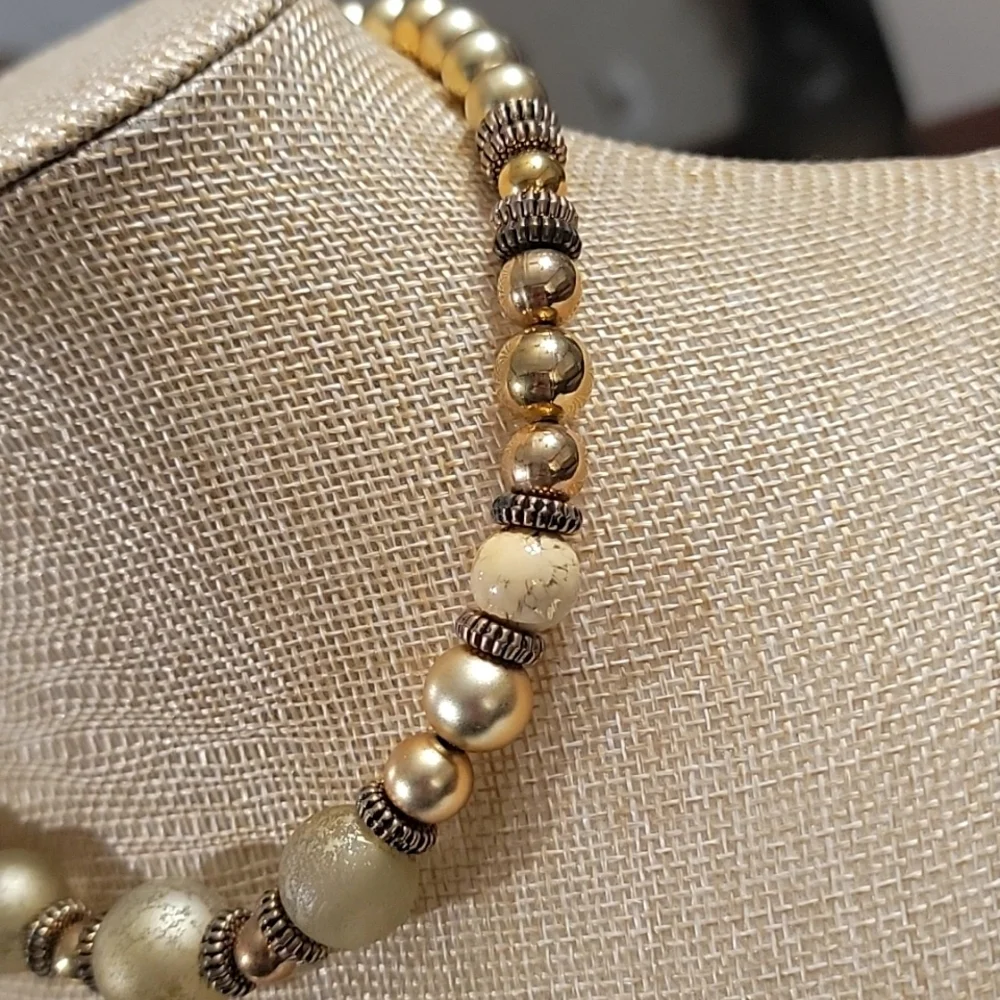 Dauplaise Gold Tone Beaded Choker Vintage Necklace